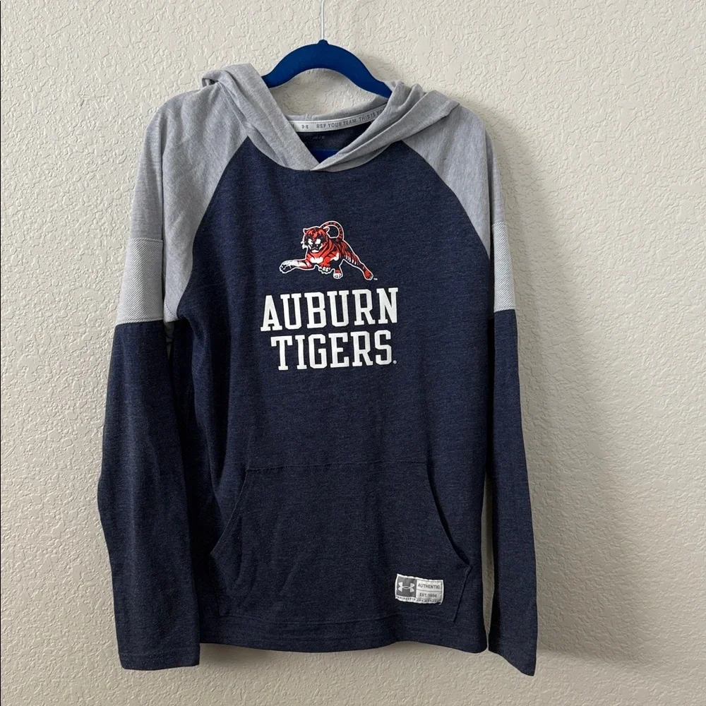 Kid Navy Gray Under Armour Auburn Tigers Hoodie War Eagle College University